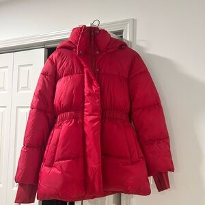 GAP Women's Cherry Red Puffer Coat